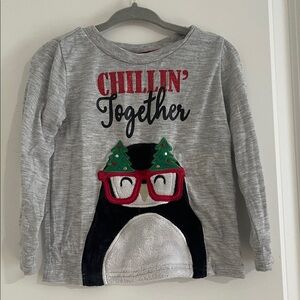 Holiday Time Gray Penguin Long Sleeve Shirt